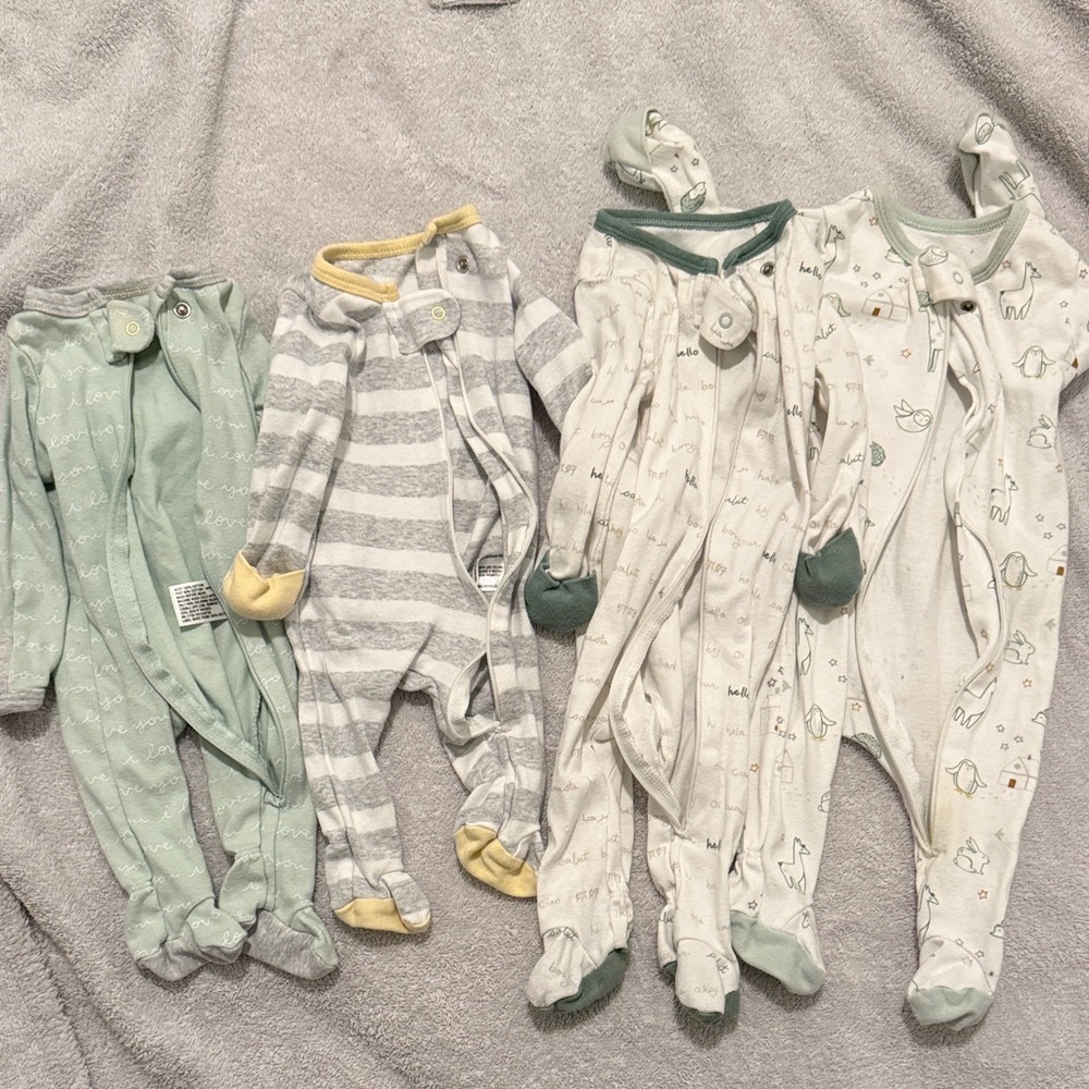 Cloud Island Kids Footies - Mint, Gray, and White